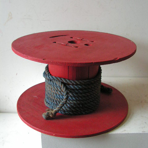 SPOOL / COTTON REEL (Oversize) Red w Blue Rope 60x33cm H